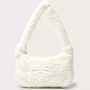 White Faux Fur Handbag with Pink Heart Sunglasses